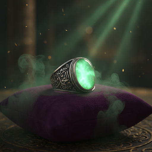 Luxury spiritual ring with glowing gemstone